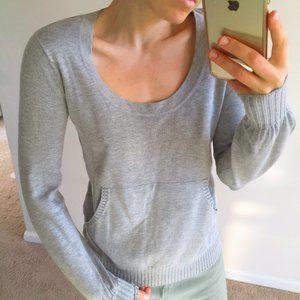 Aqua Cozy Gray Sccop Neck Knit Loungewear Sweater with Front Pocket